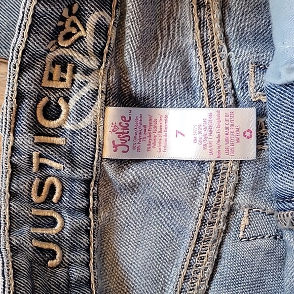 Justice Wide-Leg Jeans, Size 7, Denim, Daisy, Flowers, Blue, Soft - Picture 4 of 8